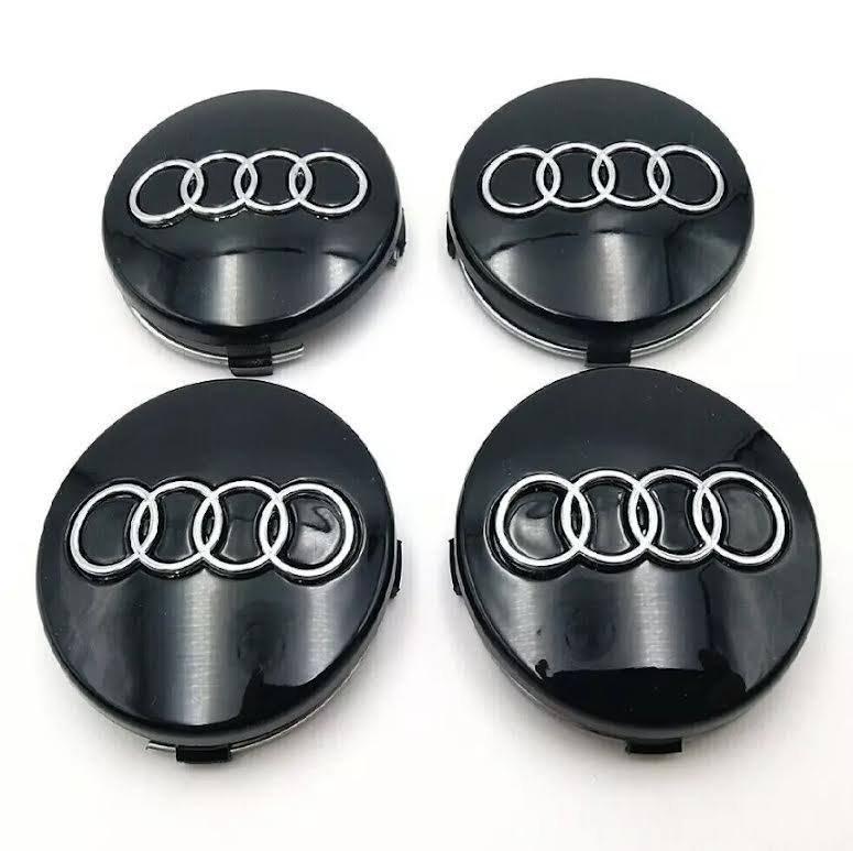 Audi Wheel Centre Caps 68mm Black/Grey 4Pcs