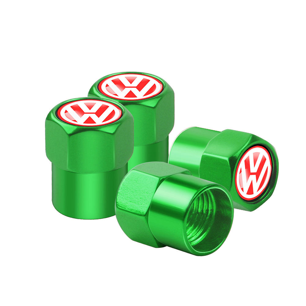 VW Dust Caps green Set of 4 valve caps