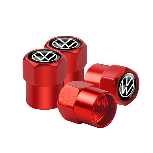 VW Dust Caps Red Set of 4 valve caps