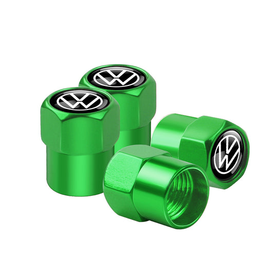 VW Dust Caps green Set of 4 valve caps