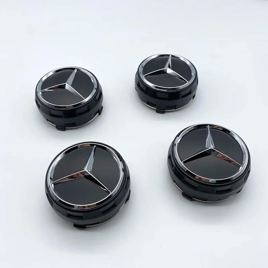 Mercedes Benz Centre Caps 75mm Black 4Pcs