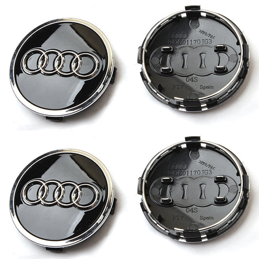 Audi Wheel Center Caps 61mm Black/Grey 4Pcs