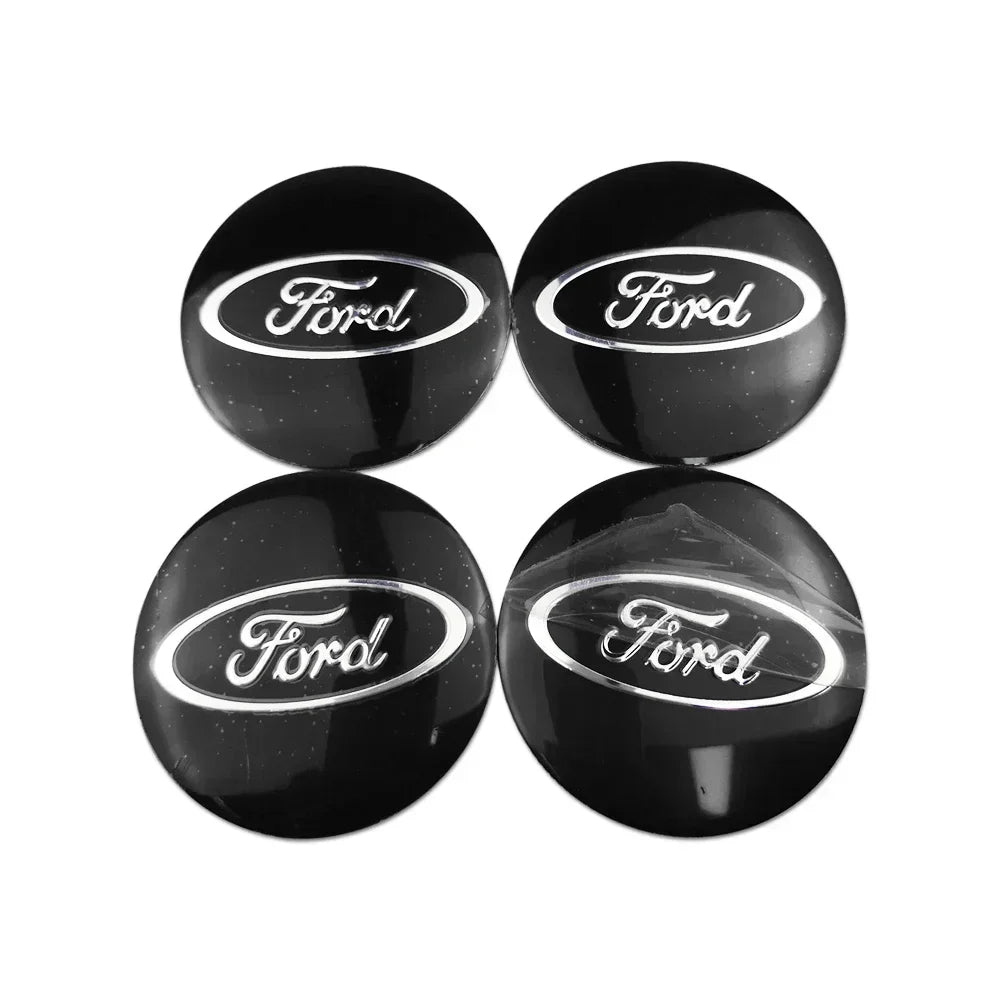 Ford Centre Caps 54mm Black/Silver/Blue 4Pcs