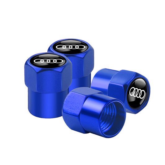 Audi Dust Caps Blue SET OF 4 Pcs