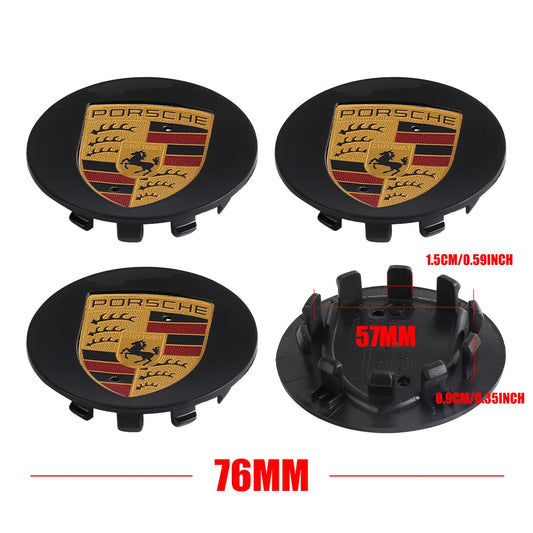 Porsche Centre Caps 76mm Black 4Pcs