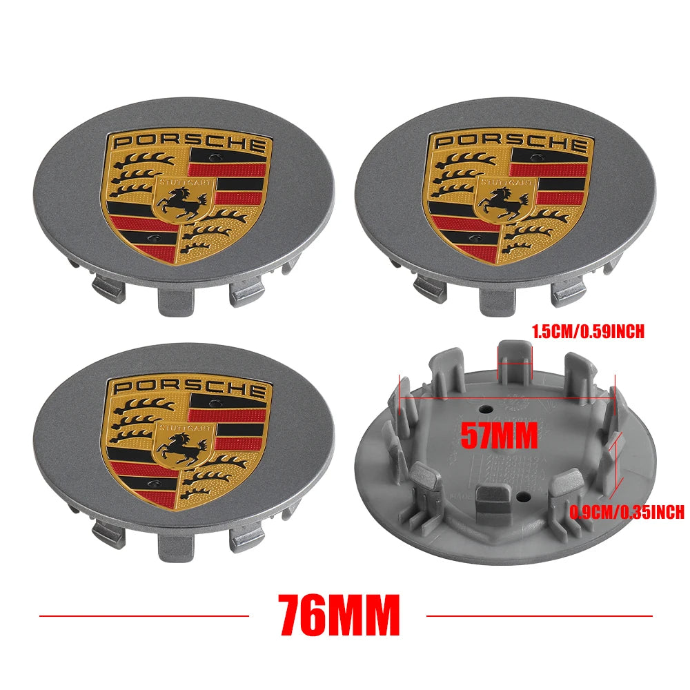 Wheel Center Caps Porsche 76mm Grey 4Pcs