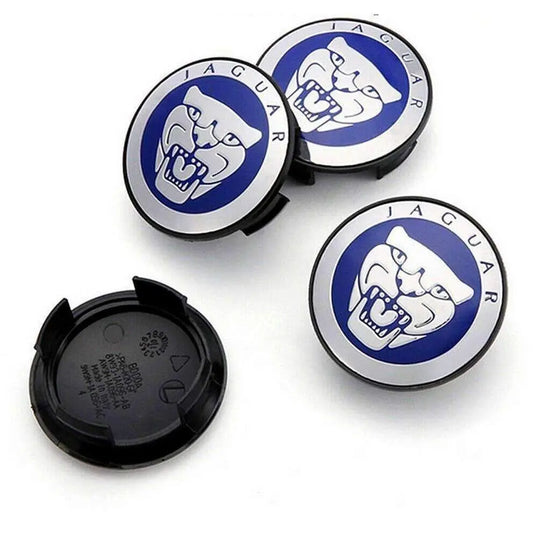 Jaguar 59mm Blue Alloy Wheel Centre Caps X I F E